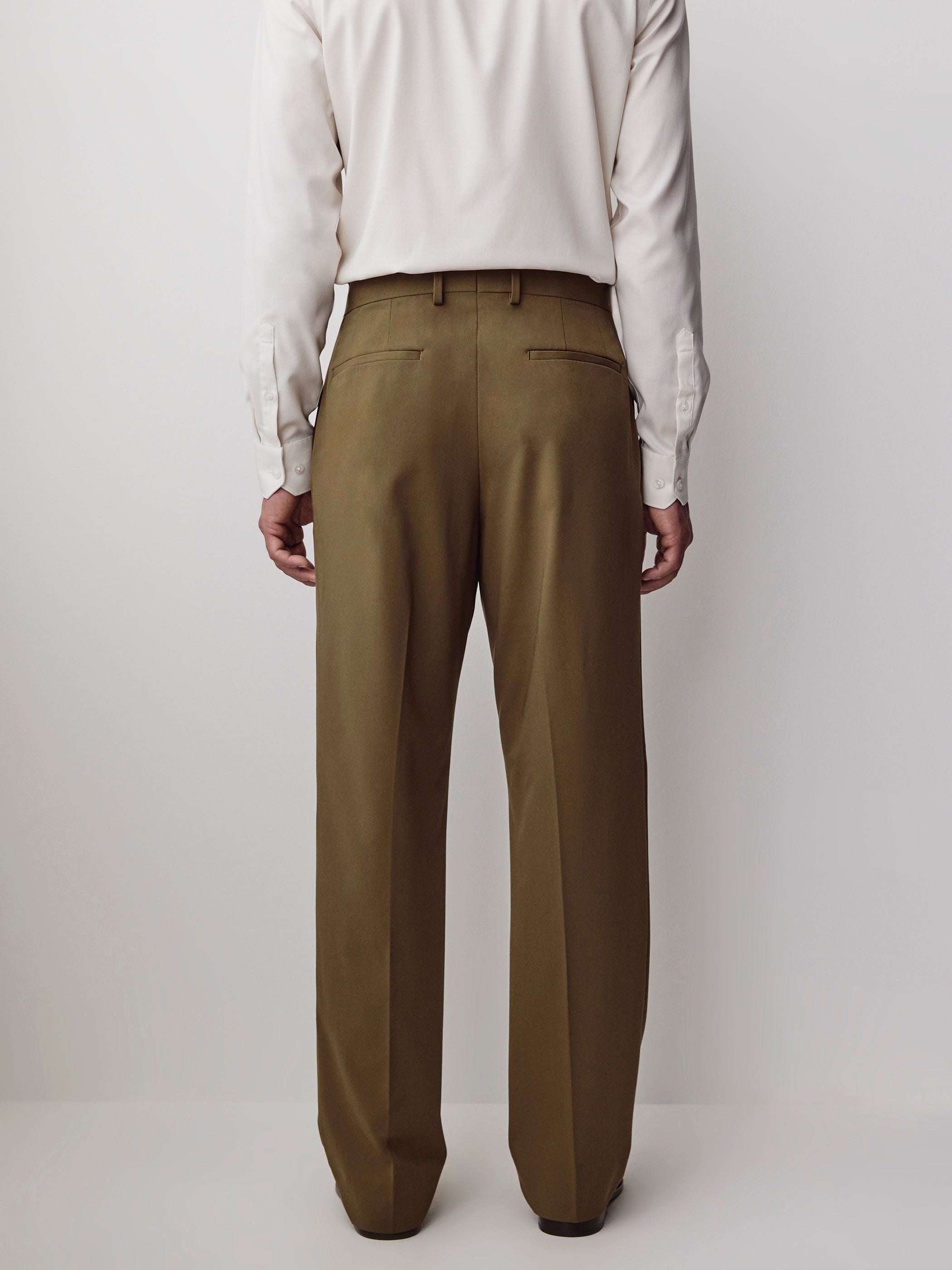 Mens Straight Fit Wool Blend Pant Burnt Moss