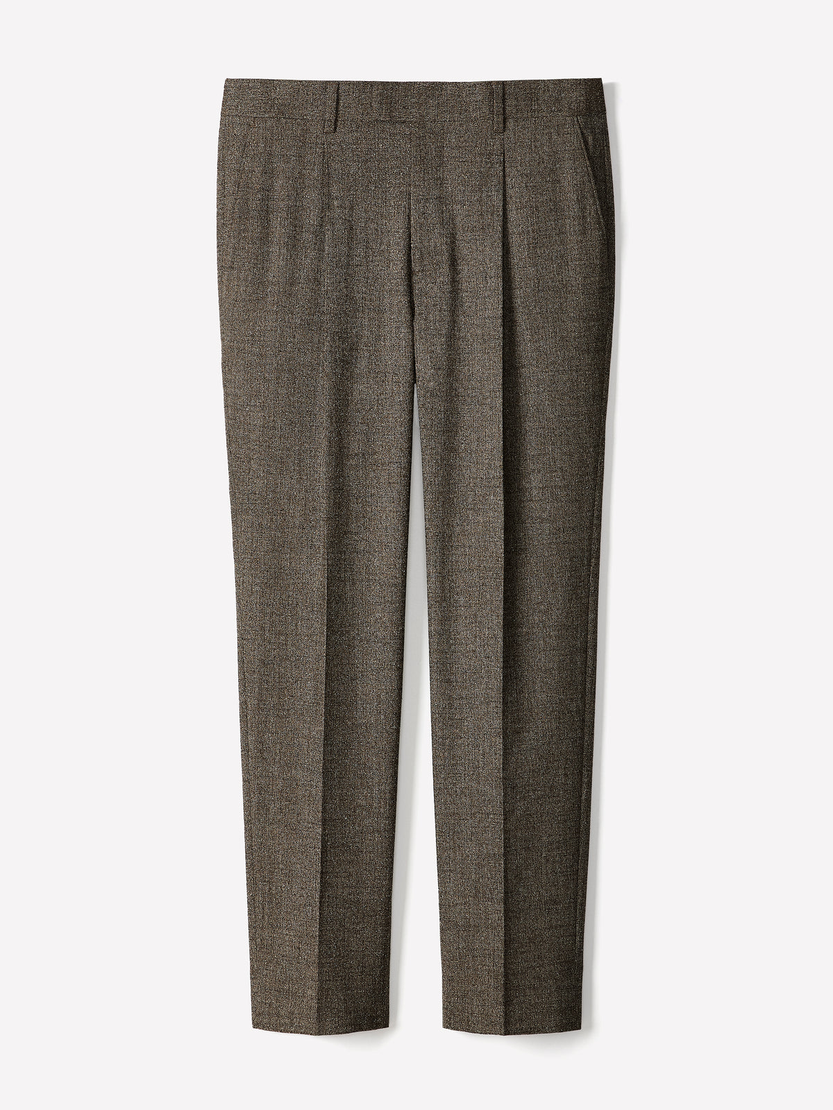 Pleated Tapered-Leg Tweed Suit Pant