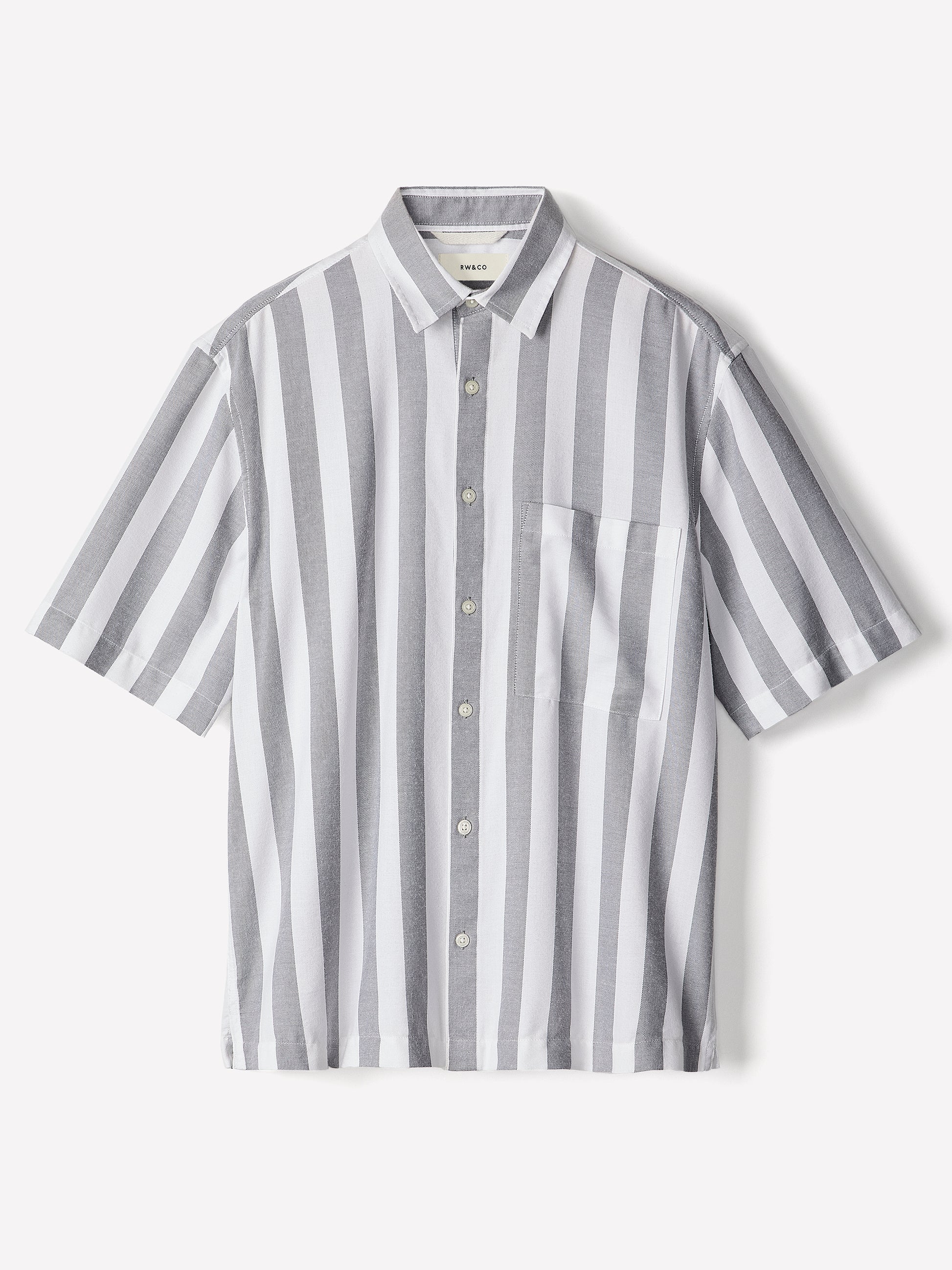 Men's Woven Short Sleeve Shirt Wide Stripe