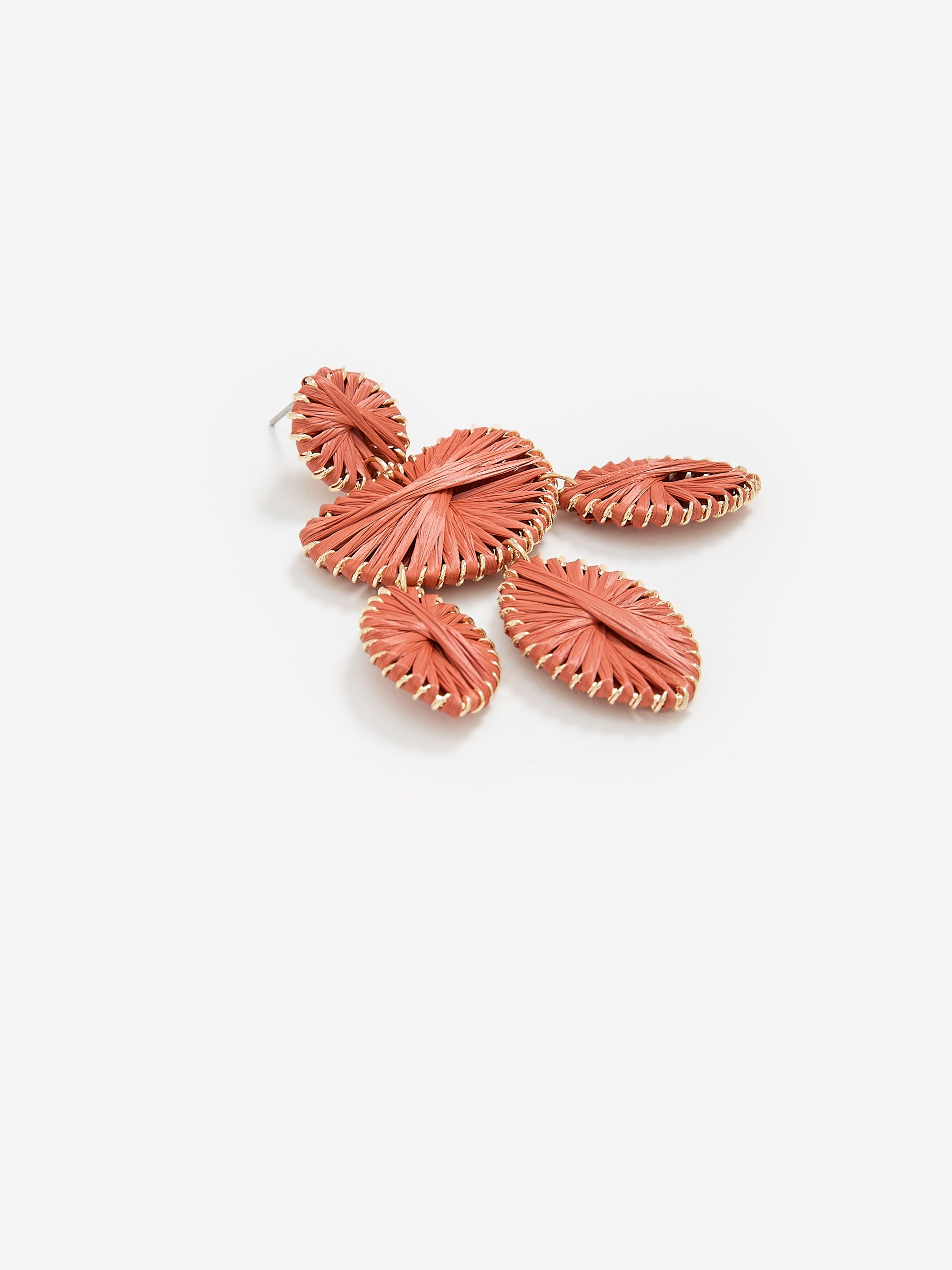 Pendant Earrings Metal Raffia Design