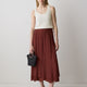 Mid-Rise Flare Midi Skirt