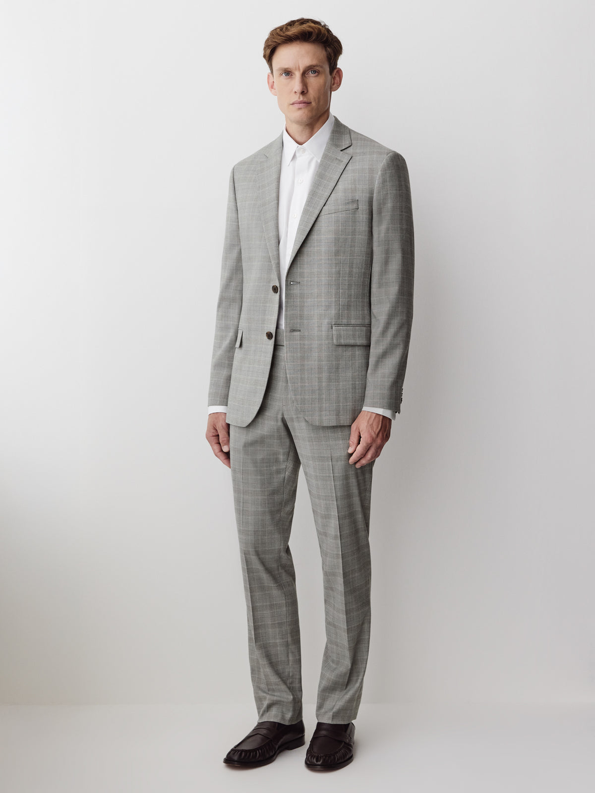 Slim-Fit Checkered Grey Suit Blazer