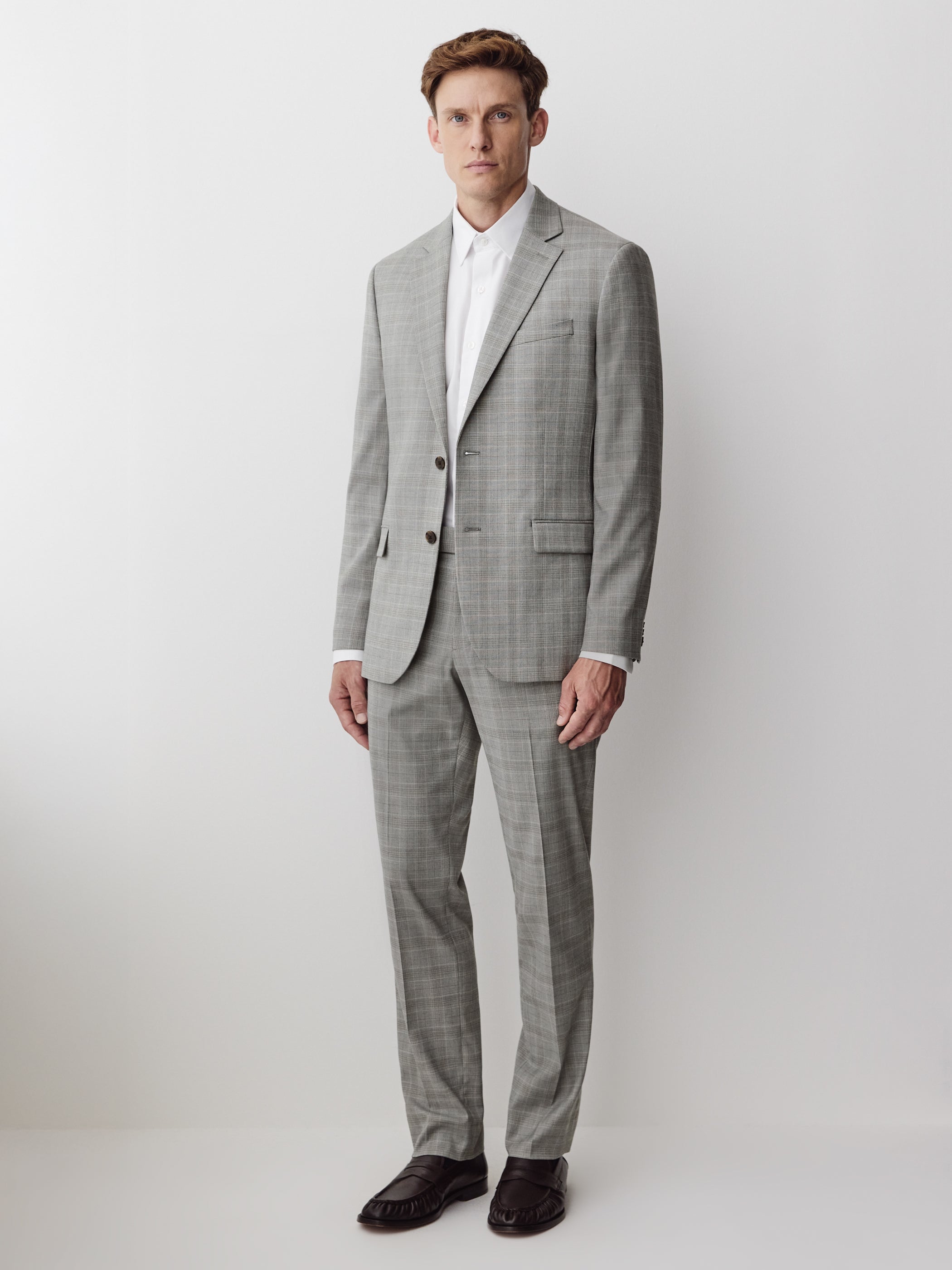 Slim-Fit Checkered Grey Suit Blazer