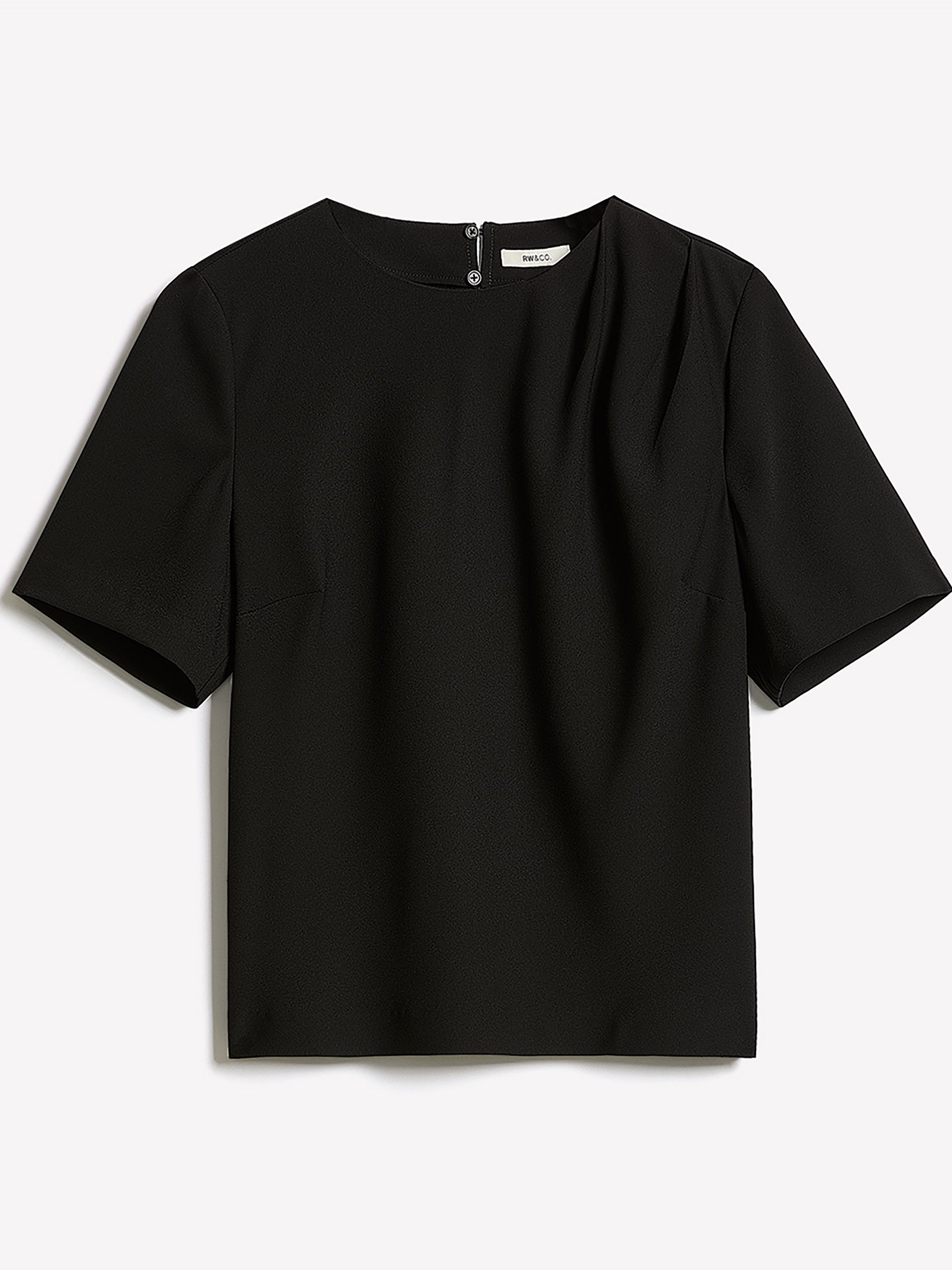 Short-Sleeve Crew-Neck Mix-Media Blouse