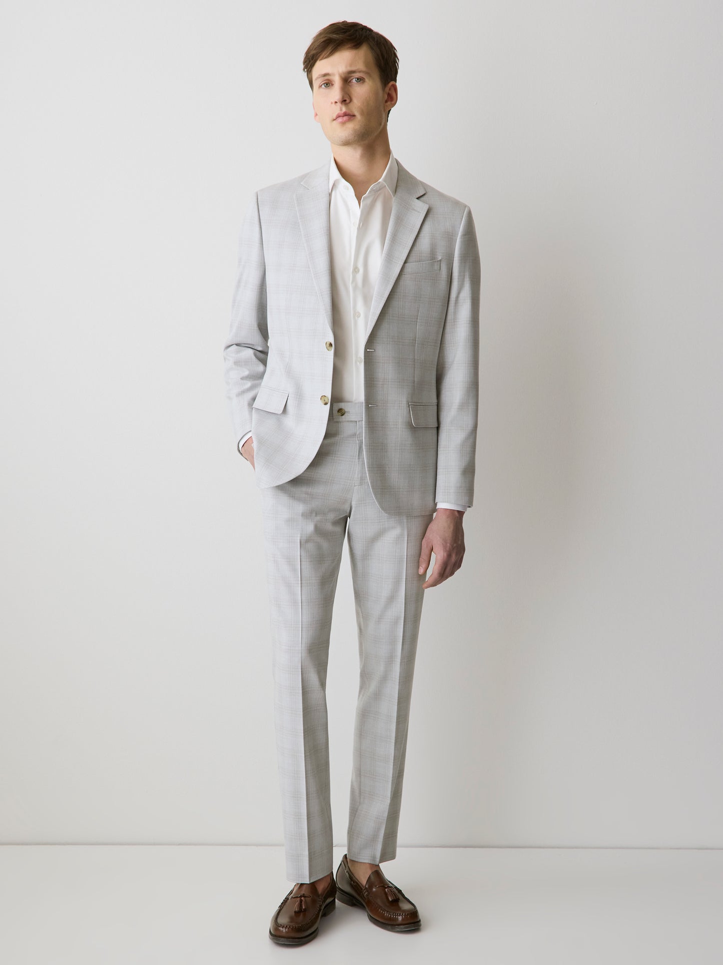 Slim Fit Grey Checkered Suit Pant