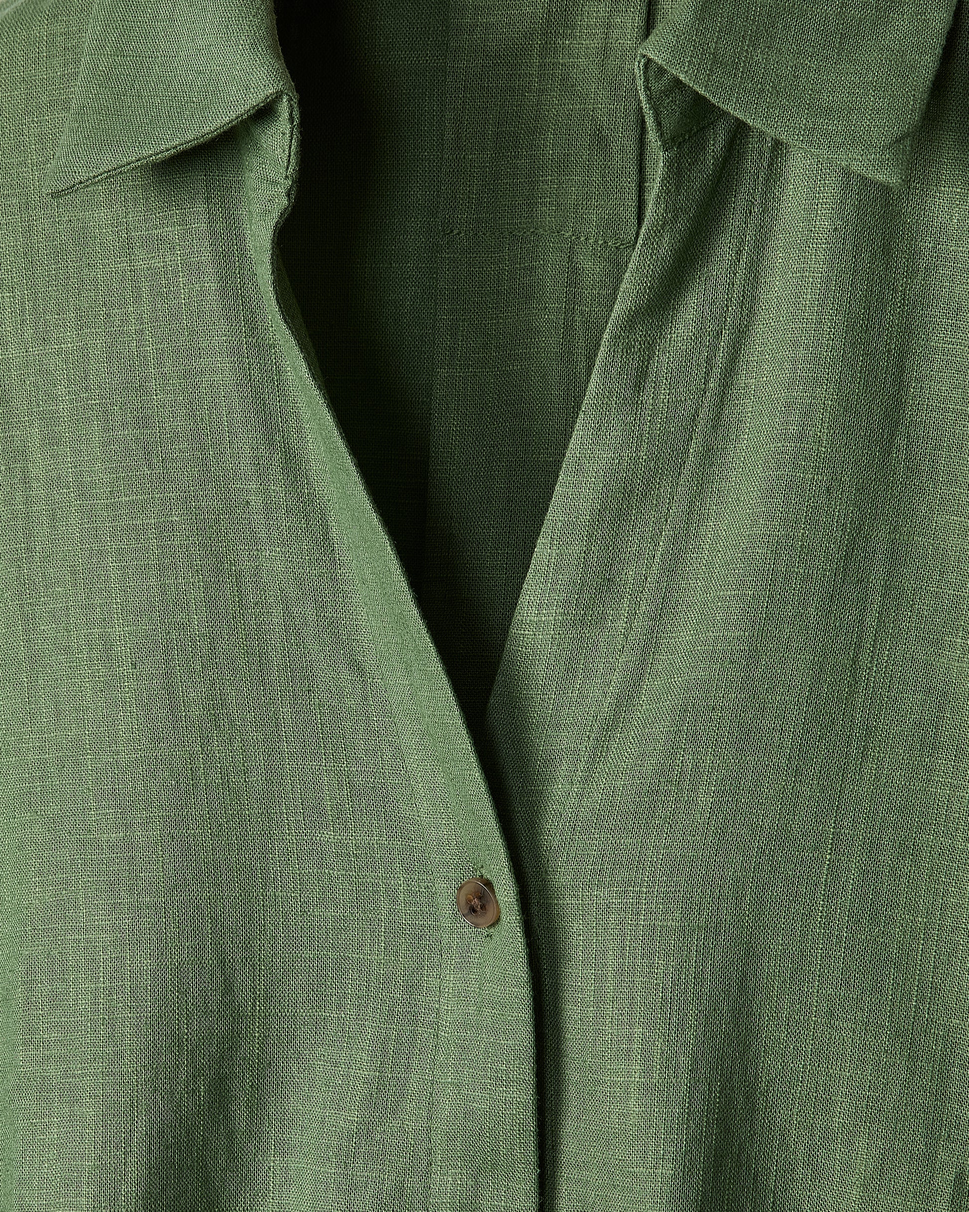 Linen-Blend Short-Sleeve Blouse with Shirt Collar