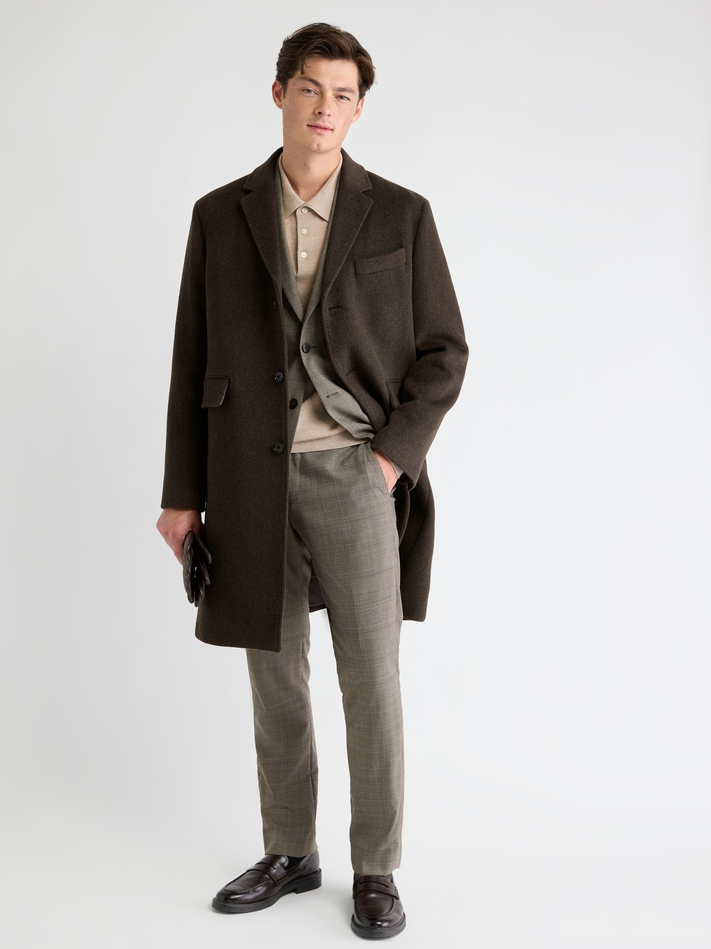 Wool and Cashmere Coat with Tailored Collar