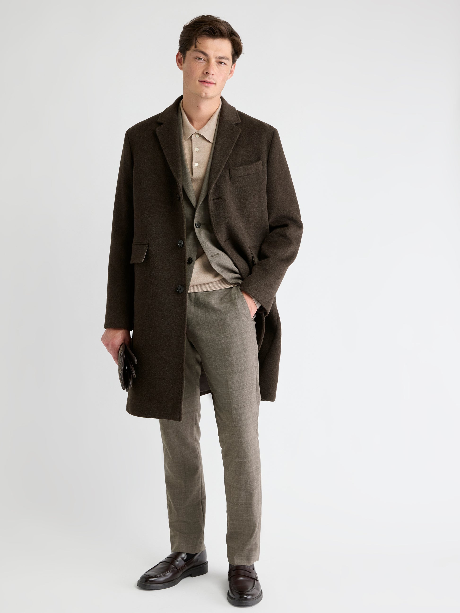 Wool and Cashmere Coat with Tailored Collar