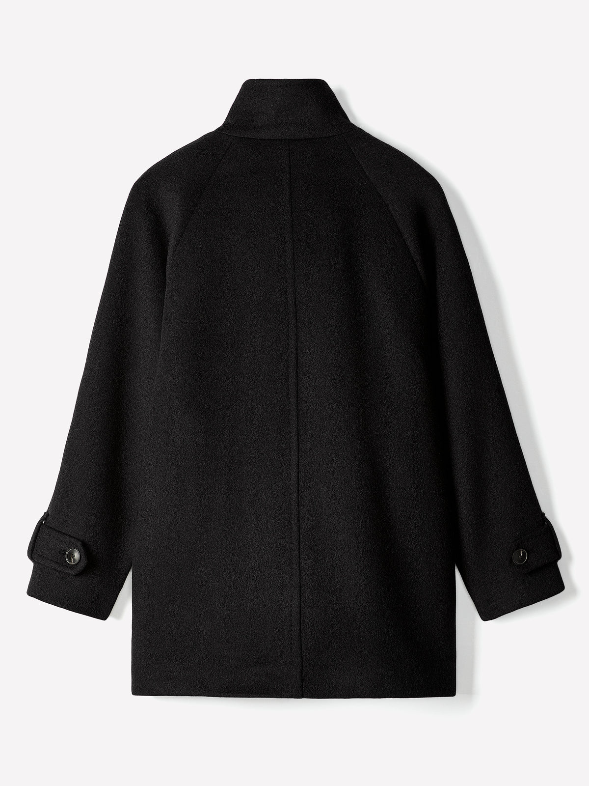 Short Wool-Blend Funnel-Neck Coat