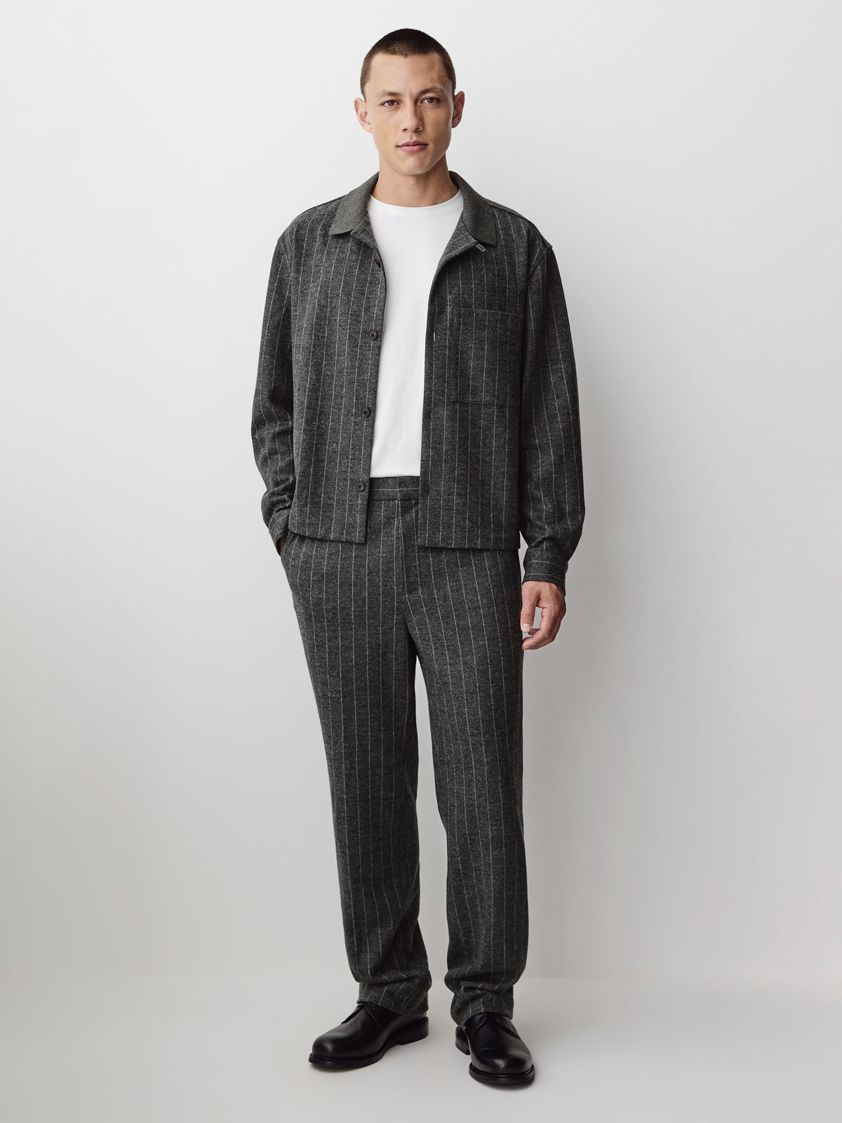 Striped Straight-Leg Pleated Pant
