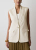 Long Sleeveless Twill Vest