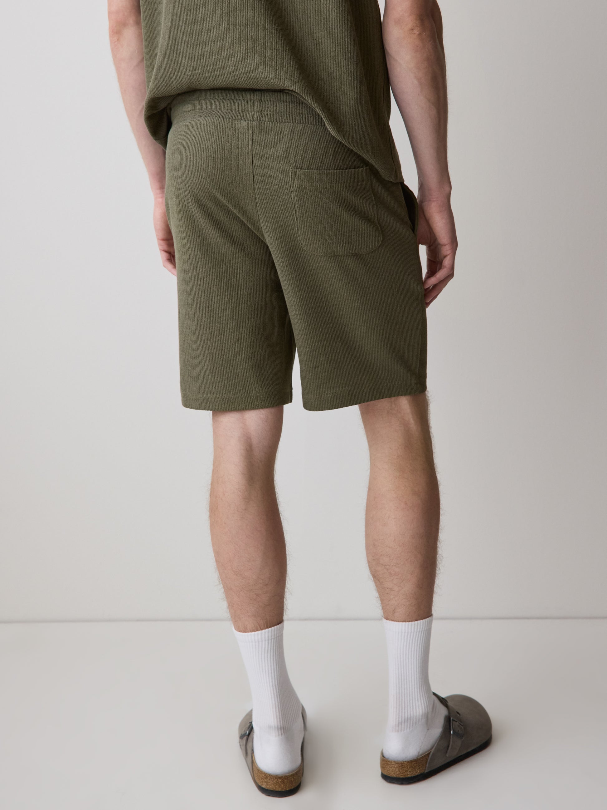 Mens Knit Textured Cotton Blend Shorts