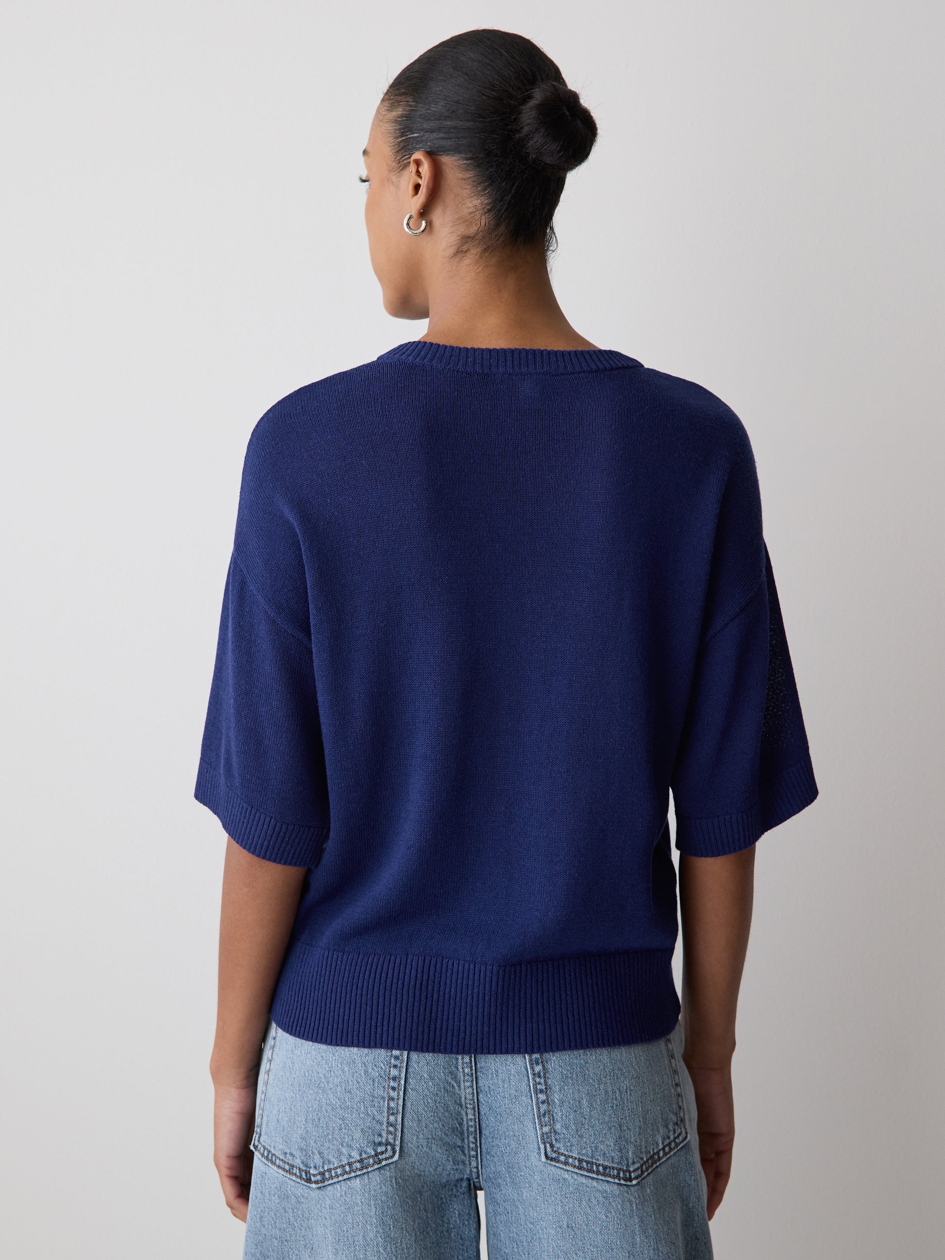 Short-Sleeve Crew-Neck Boxy Sweater