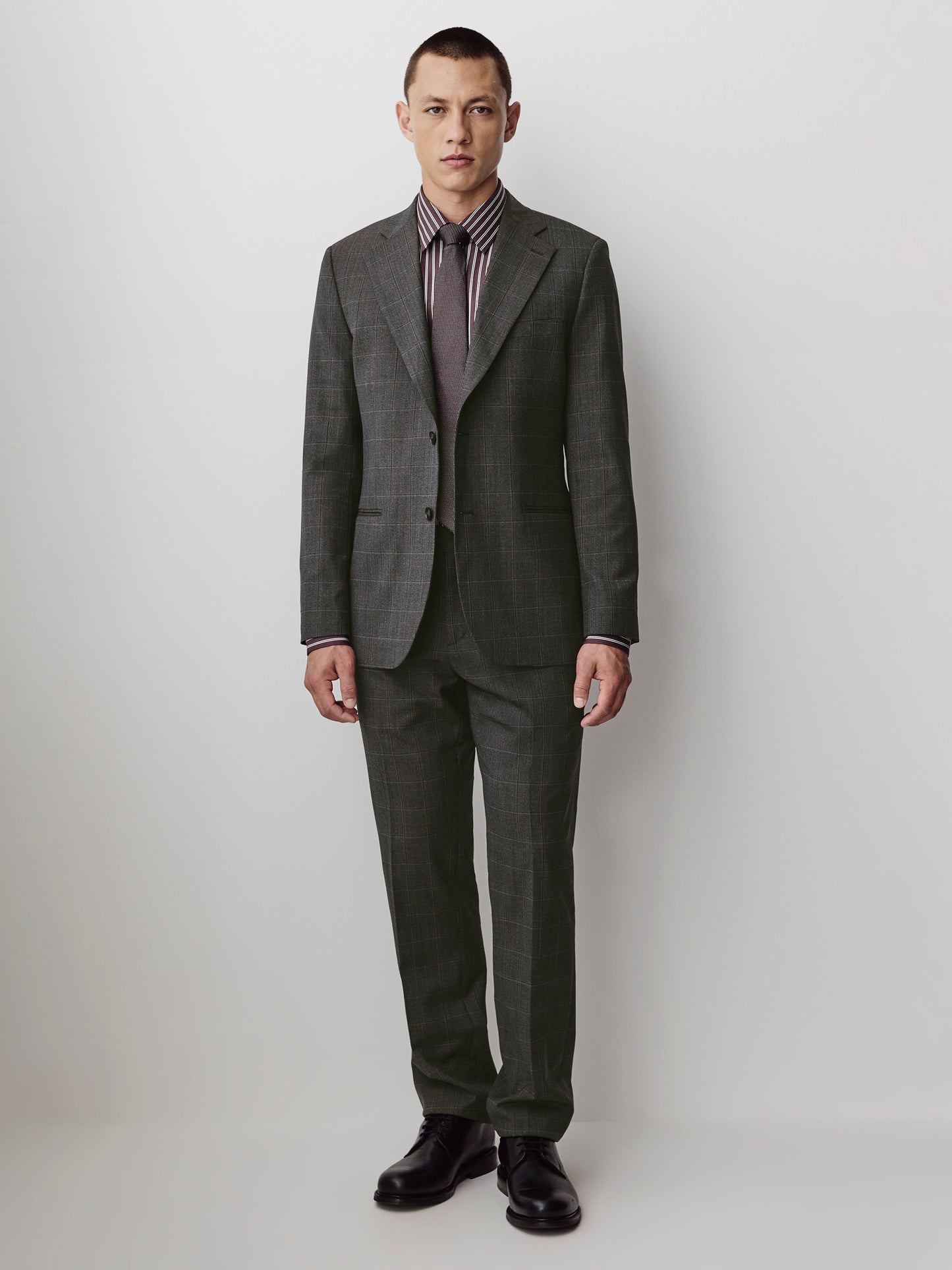 Slim Fit Wool Blend Charcoal Check Blazer