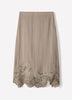 Woven Straight Skirt with Lace Trim