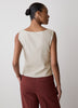 Woven Linen Blend Blouse with Shoulder Twist