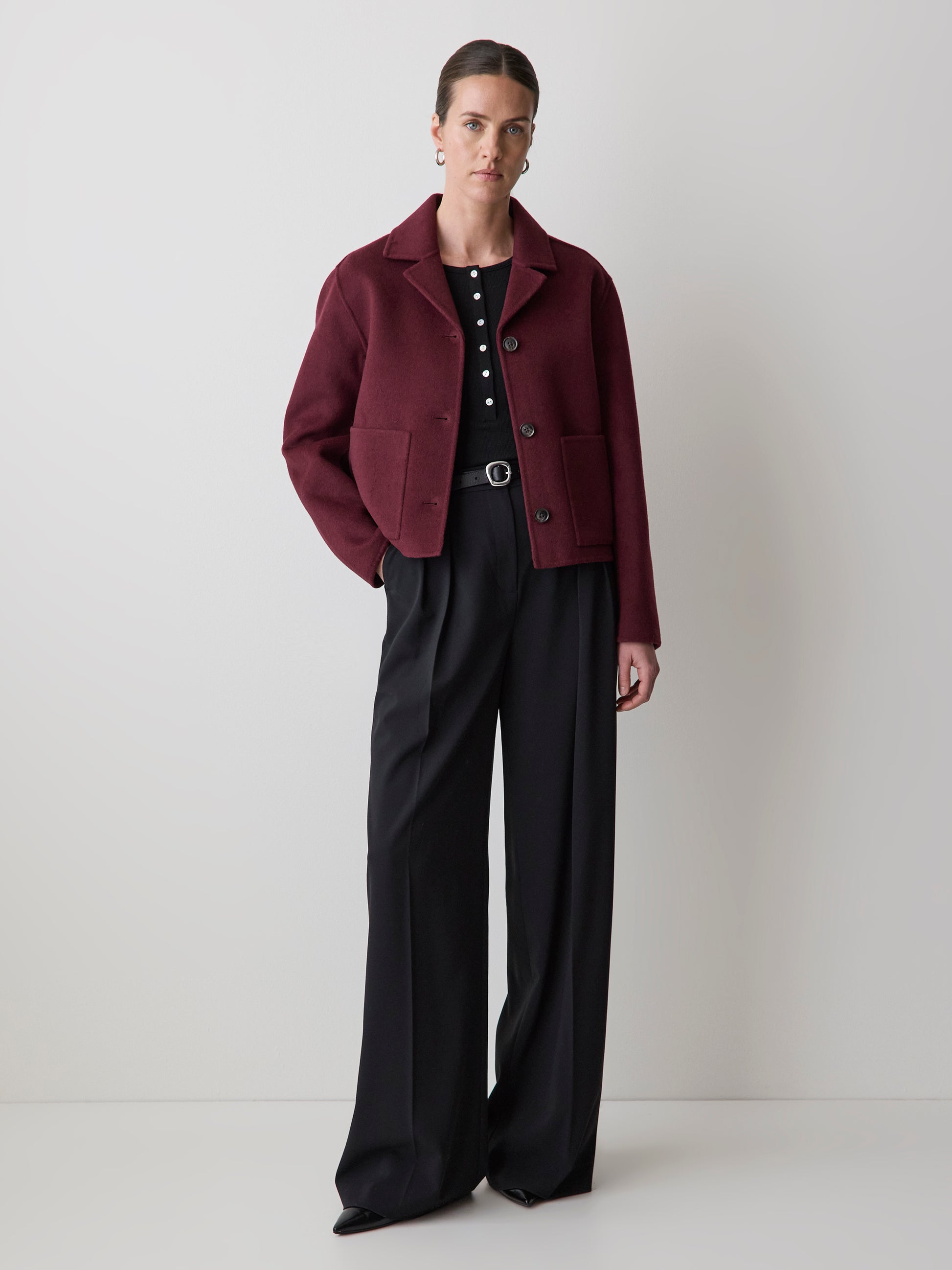 Long-Sleeve Henley Ribbed Top