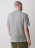 Striped Short-Sleeve Crochet Shirt with Camp Collar