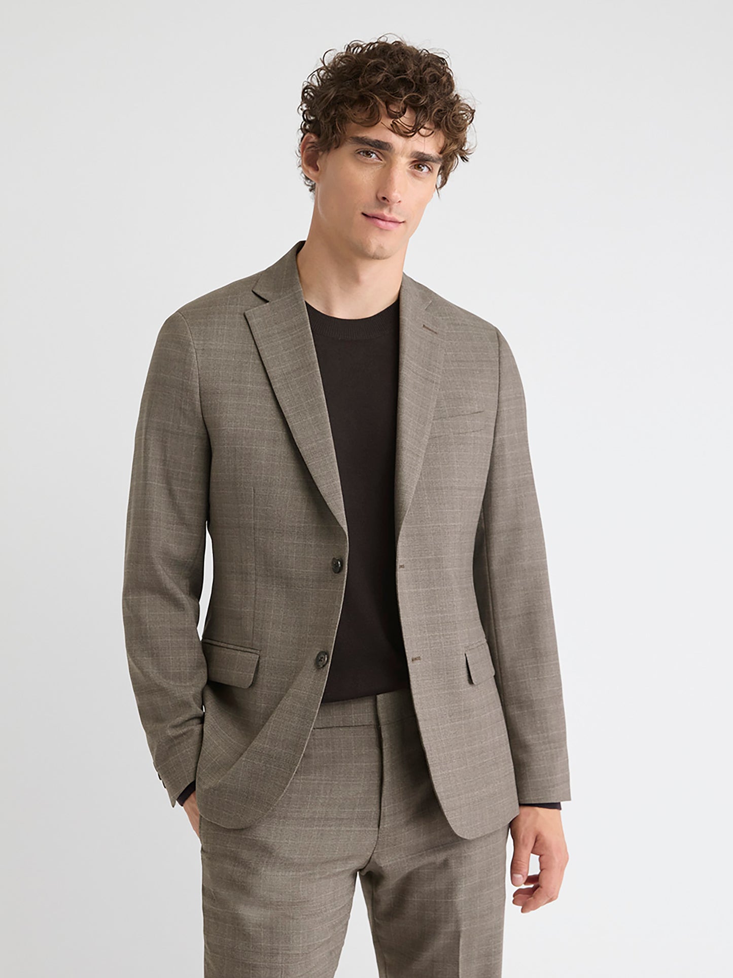 Slim Fit Wool Plaid Suit Blazer