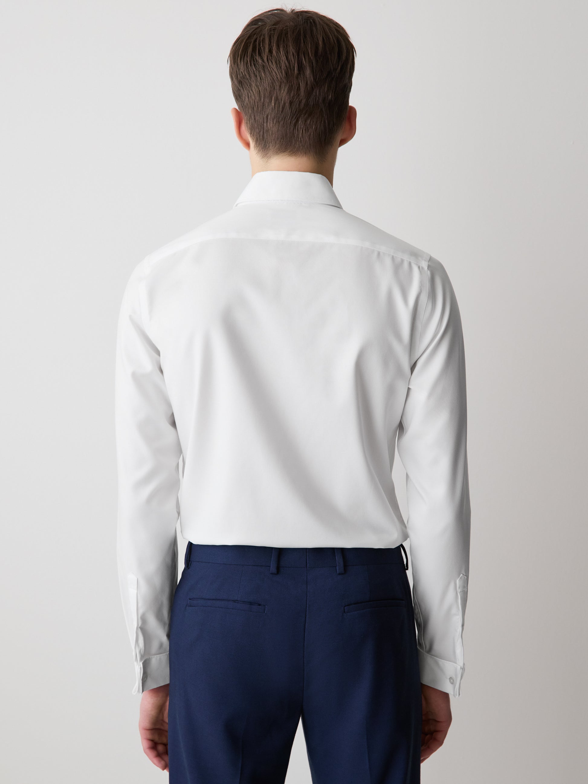 Slim Fit White Supima (R) Twill Dress Shirt