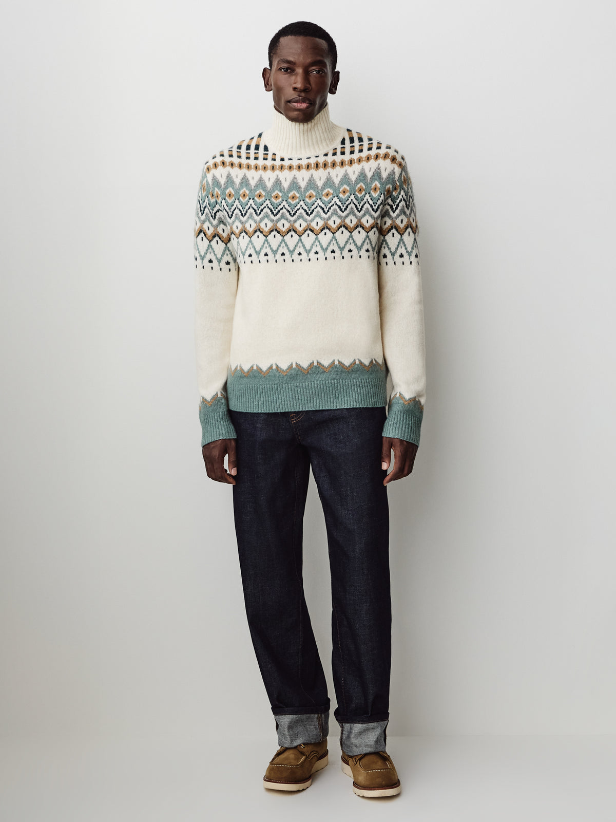 Knit Fairisle High Mock Sweater