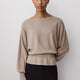 Ladies Knit Sweater Cinched Waist Boat Neck Cotton Blend