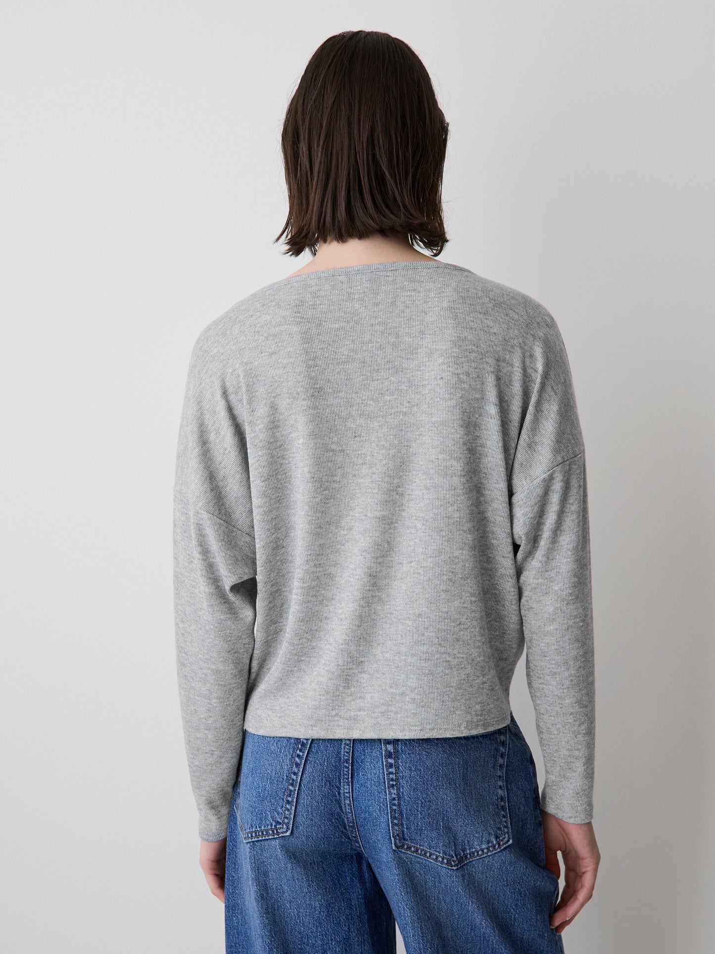 Long-Sleeve Crew-Neck Ribbed Top