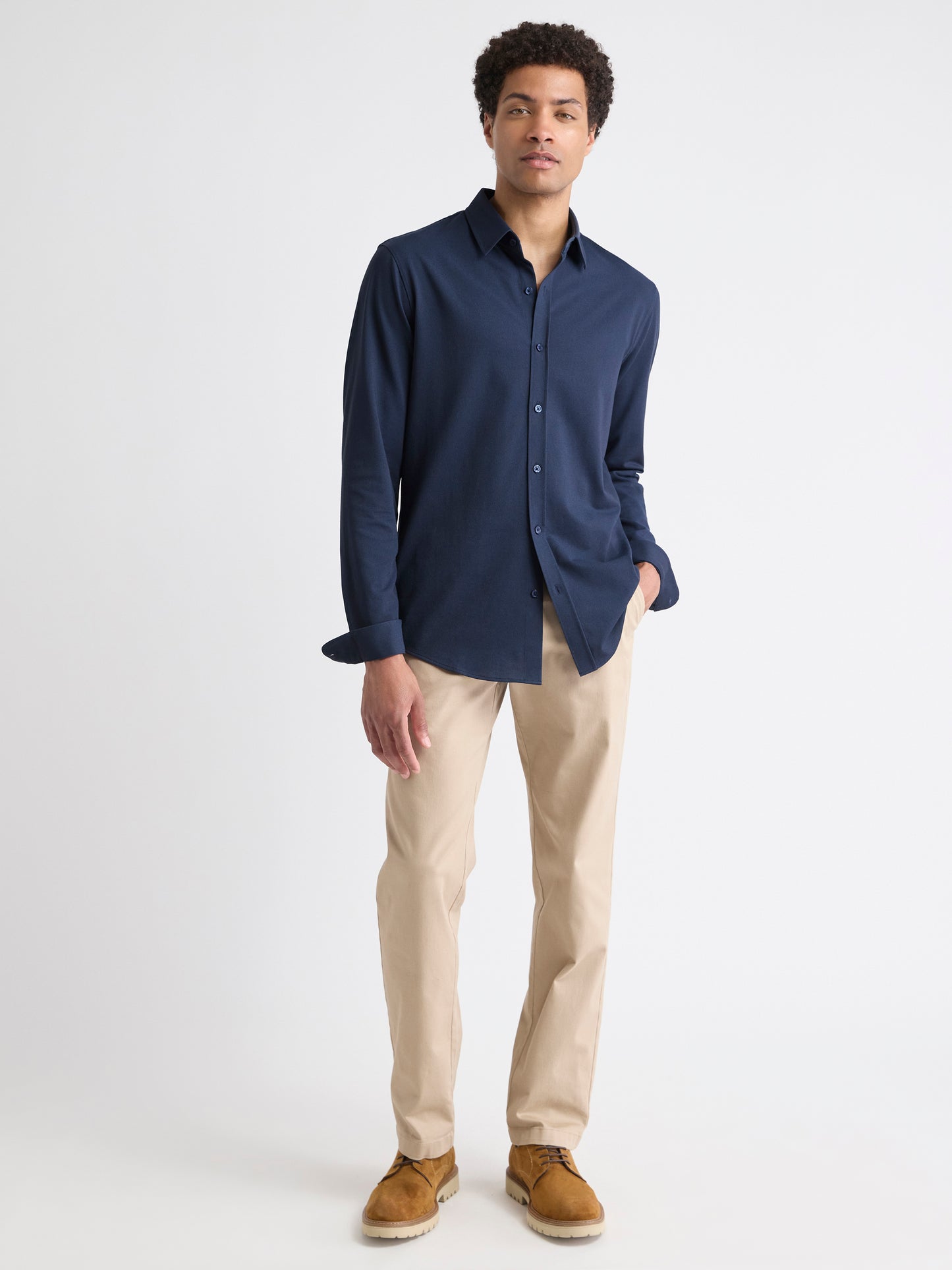 Long-Sleeve Piqué-Knit Shirt