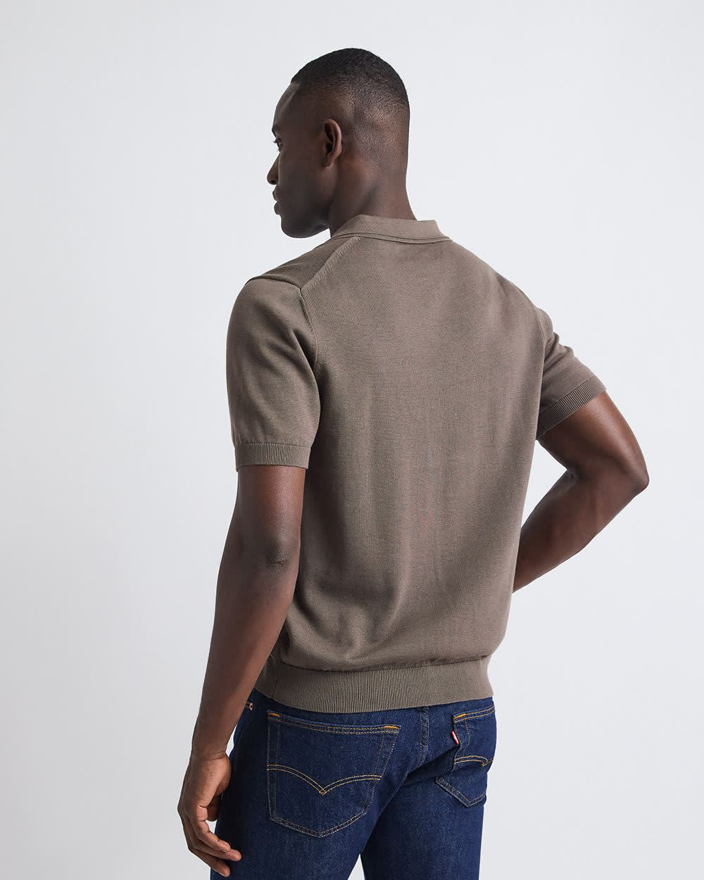 Polo à Manches Courtes en Coton avec Col Johnny