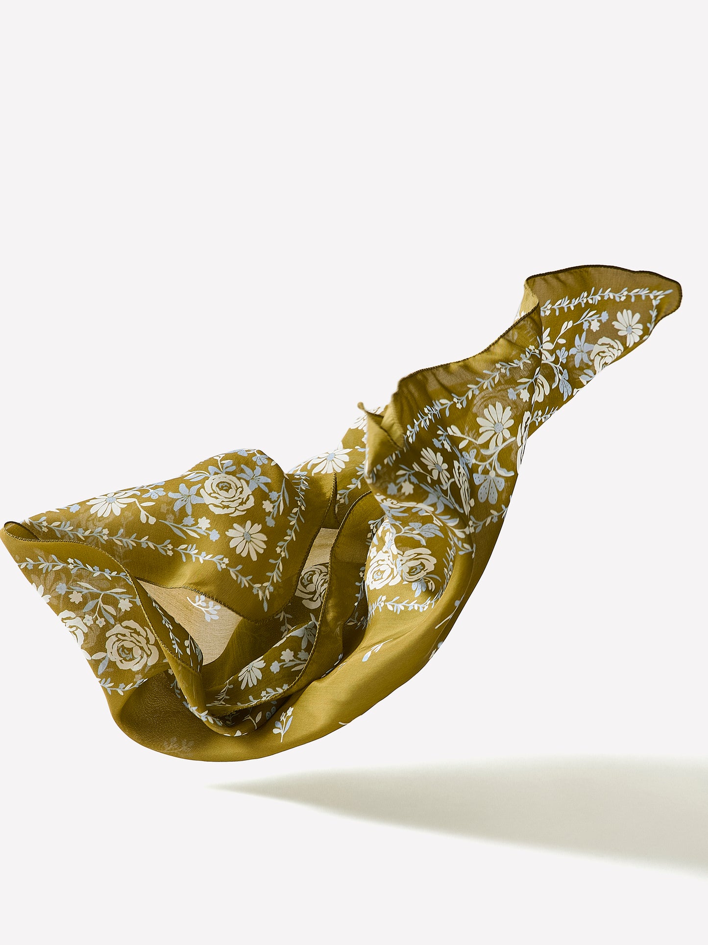 Square Silk Blend Floral Scarf 27"x27"