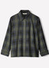 Woven Plaid Button-Up Shirt with Cape Detail