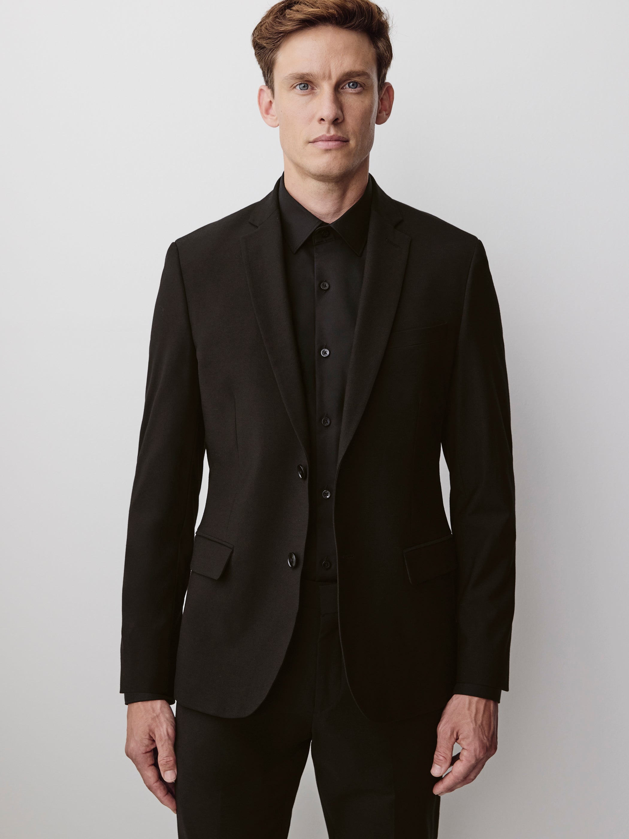 Essential Slim Fit Black Wool-Blend Suit Blazer