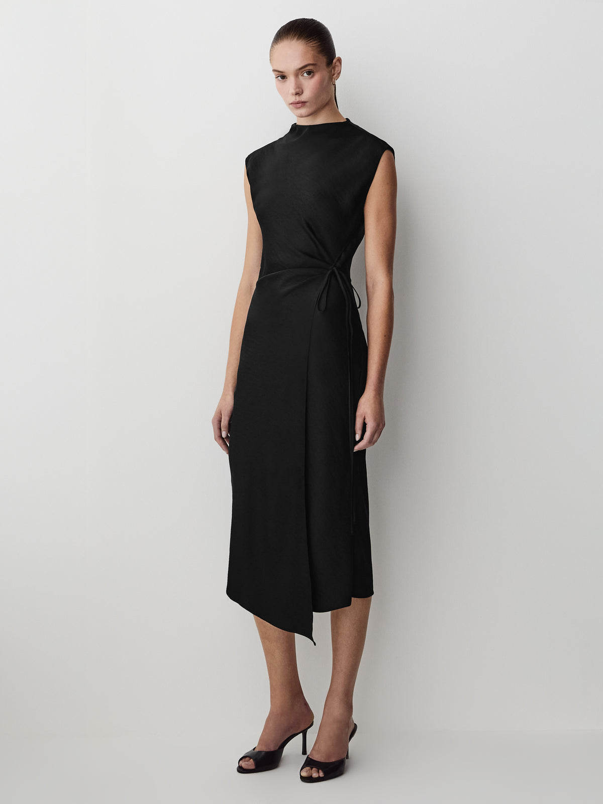 Satin Wrap Dress With Front Tie