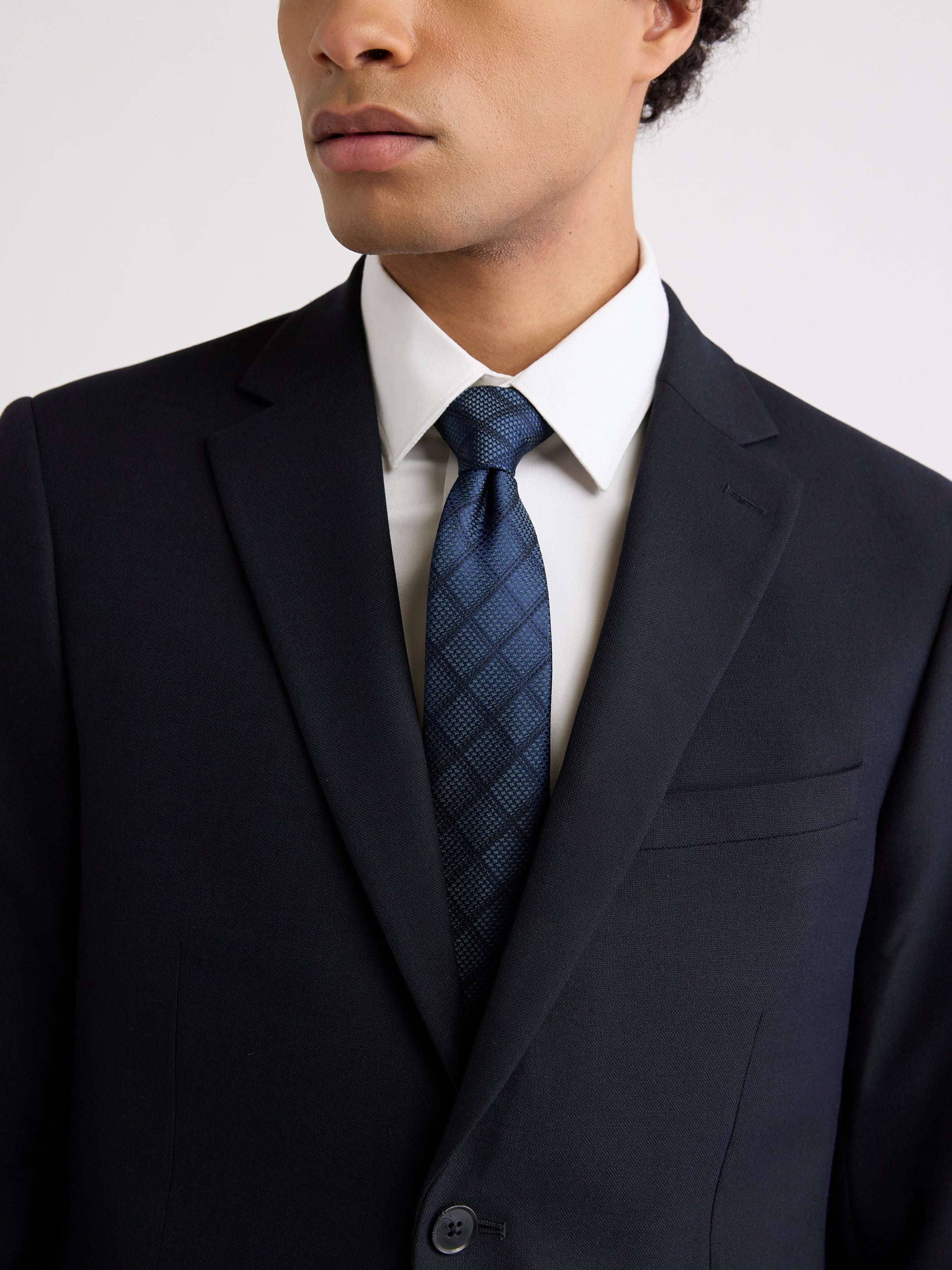 Cravate Étroite à Motif Pied-de-Poule à Carreaux