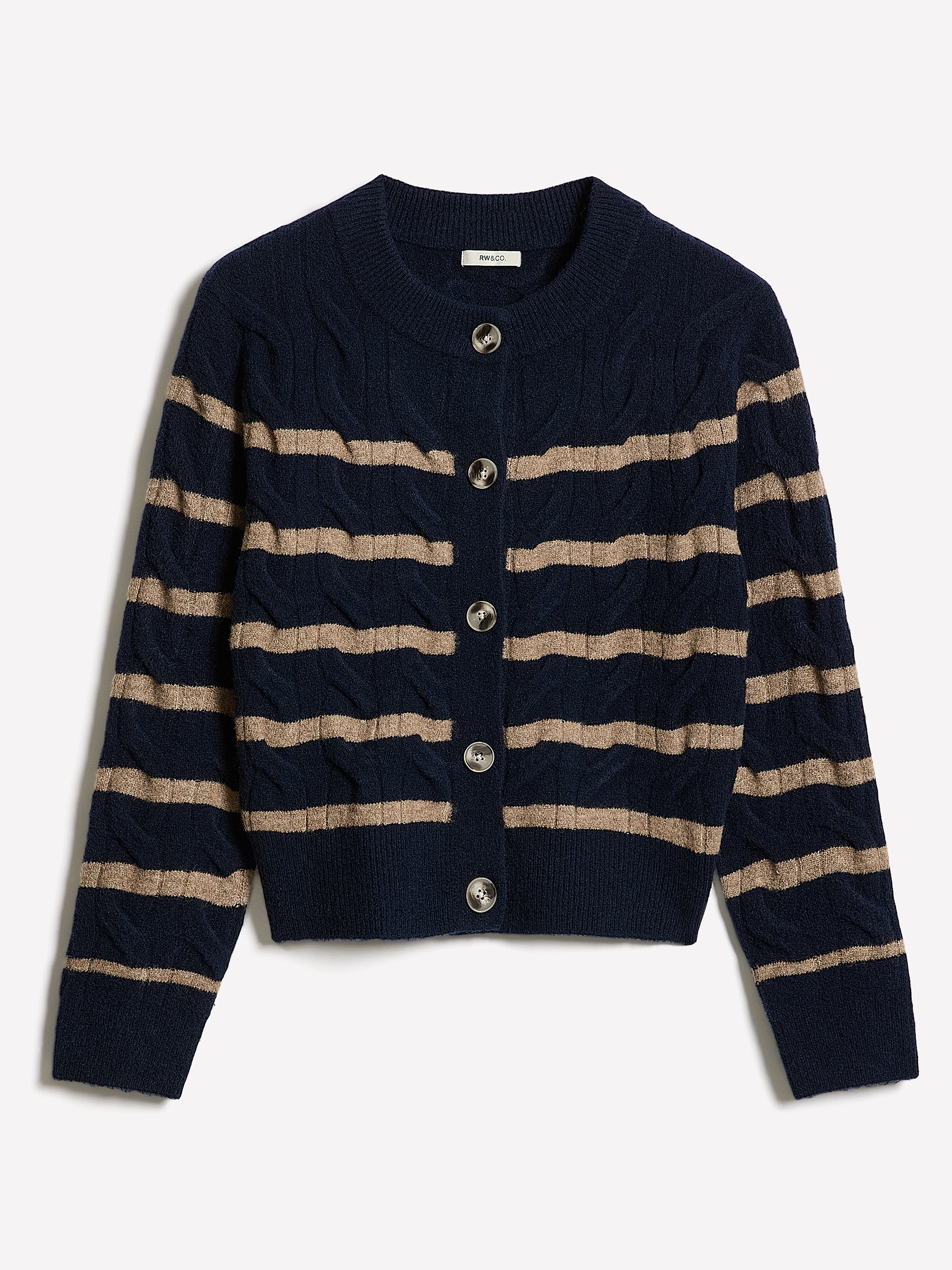 トップス Life Word Embroidery Knit Cardigan Long-Sleeve Cable-Stitch Cardigan | RW&CO.