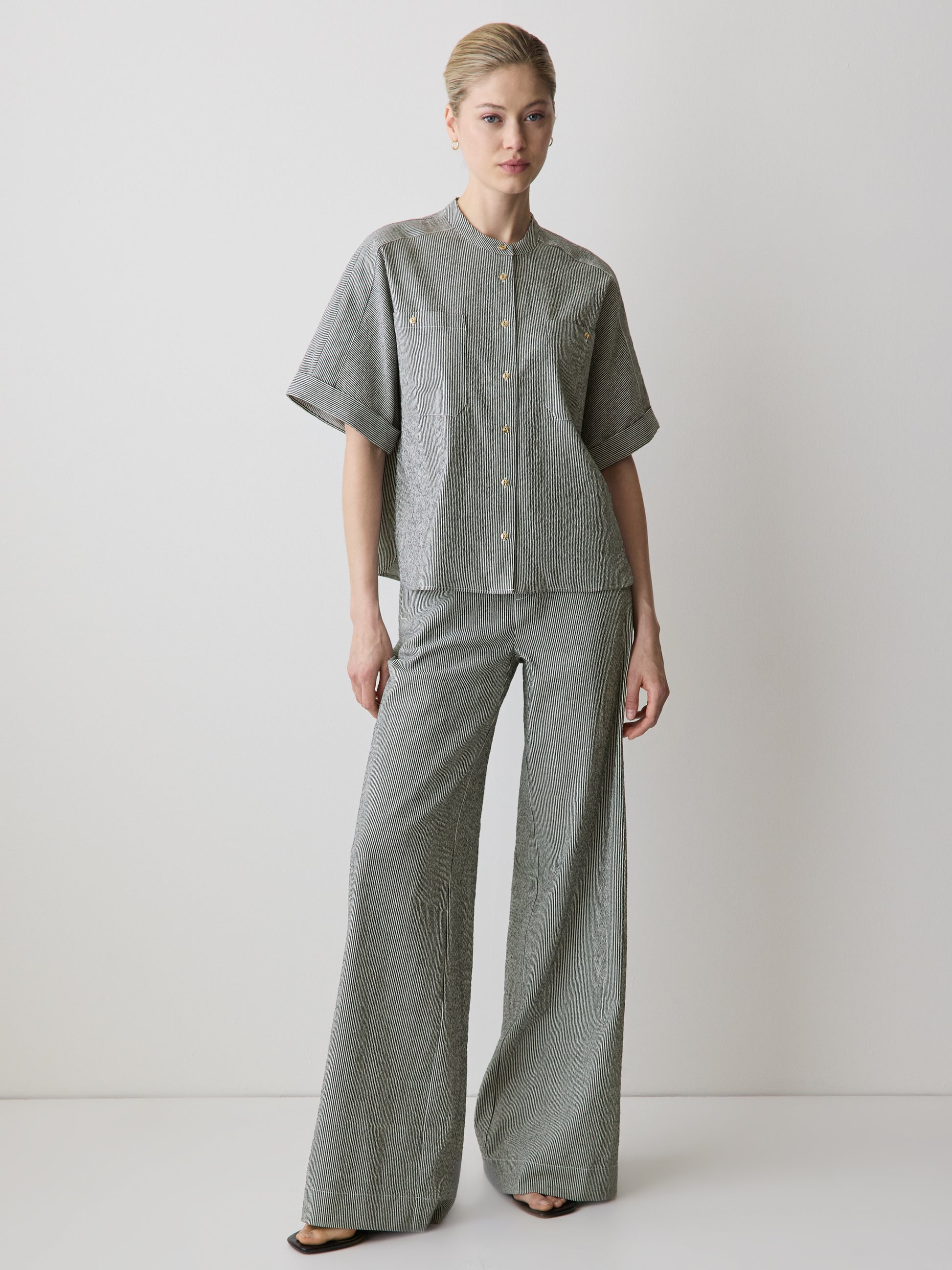 Woven Seersucker Button-Down Shirt