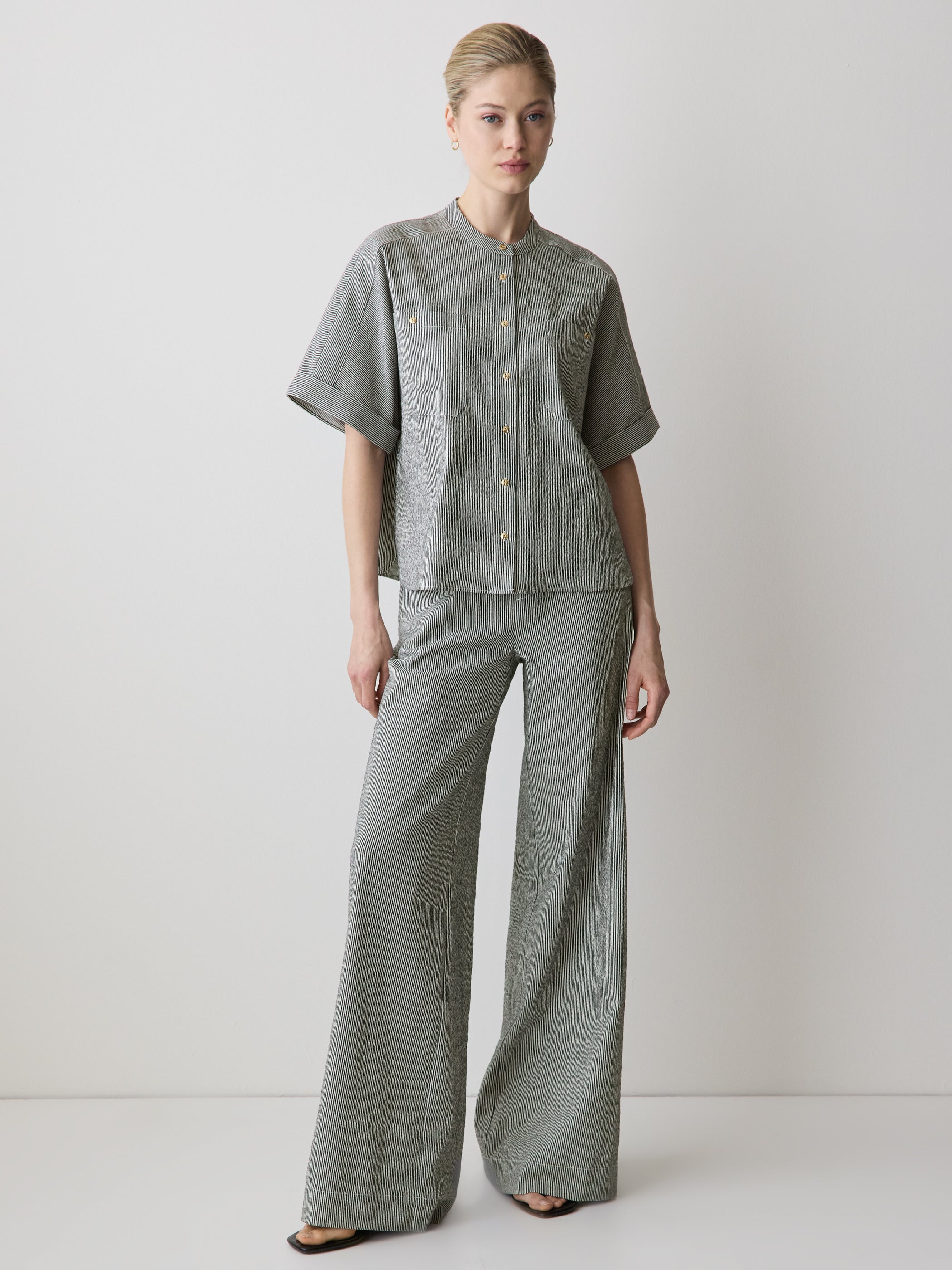 Woven Seersucker Button-Down Shirt