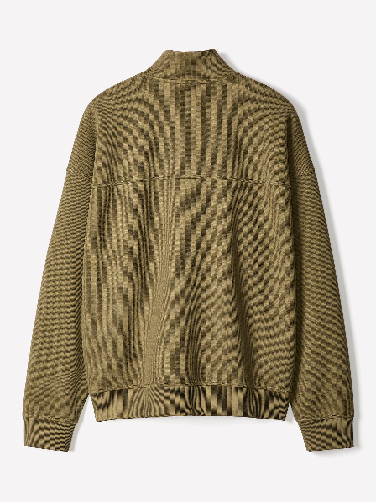 Long-Sleeve Half-Zip Mock-Neck Waffled Sweater