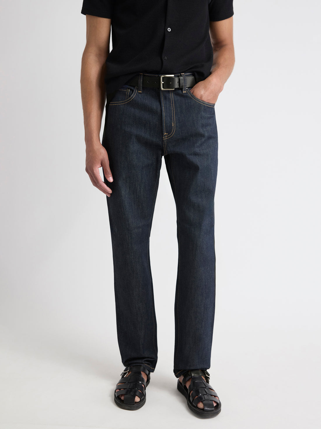 Jean Droit Homme Easy - Taille 34, Longueur De Jambe 32, Délavé Bleu Foncé, Occasion Très Bon état