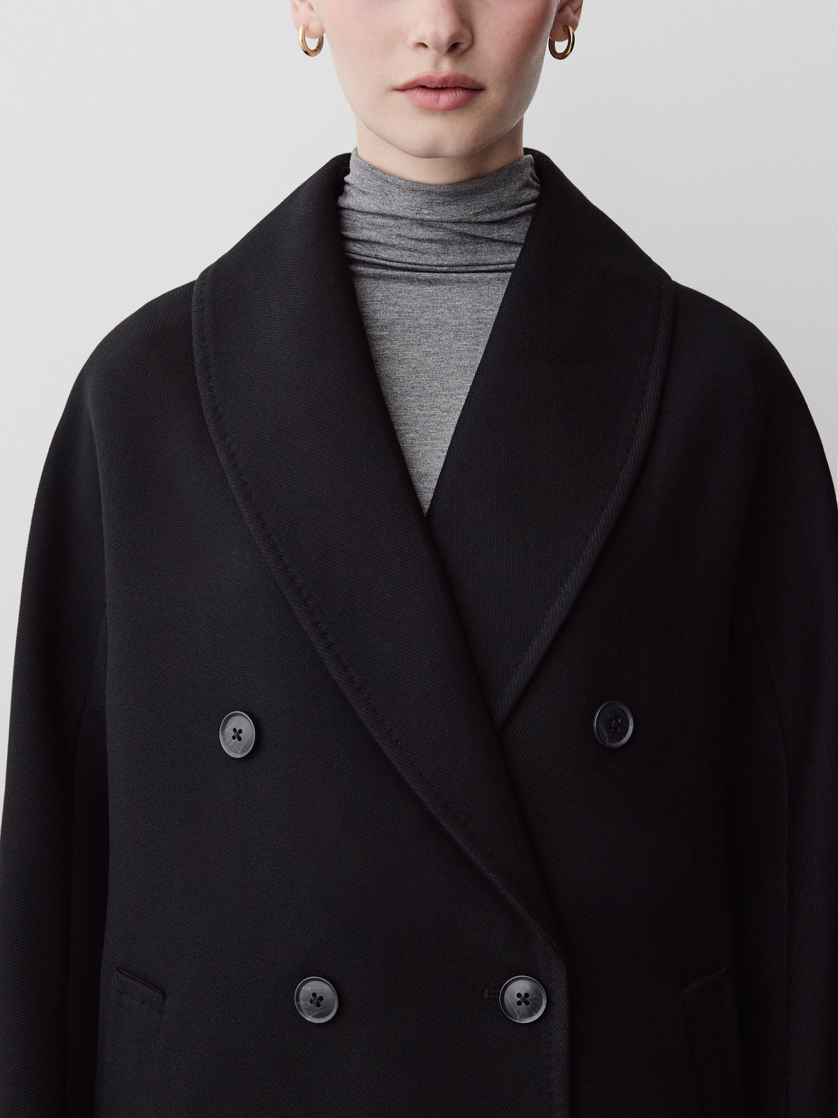 Woven Double-Breasted Relaxed Fit Coat