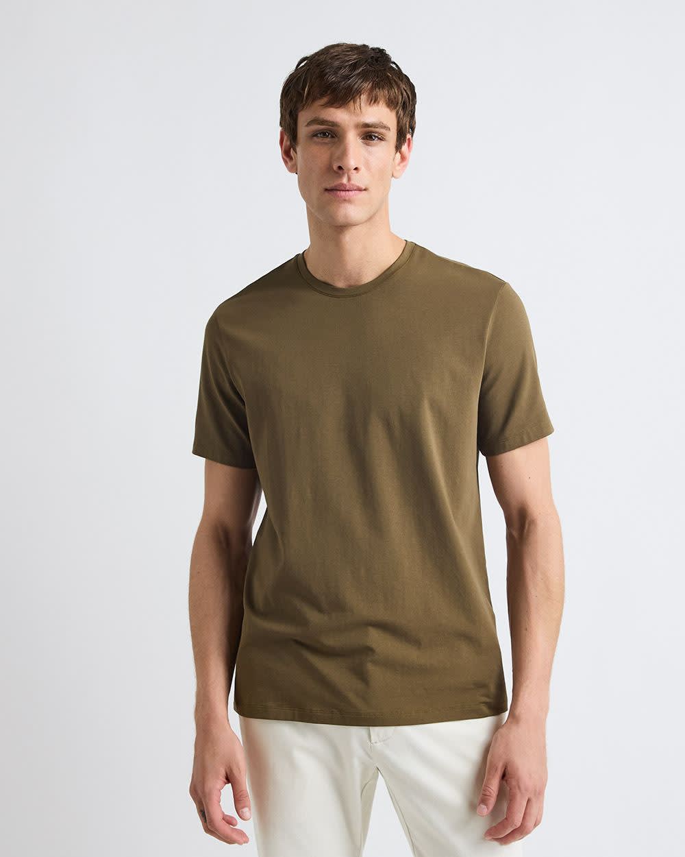 T-Shirt Uni à Col Rond en Coton Supima (R)