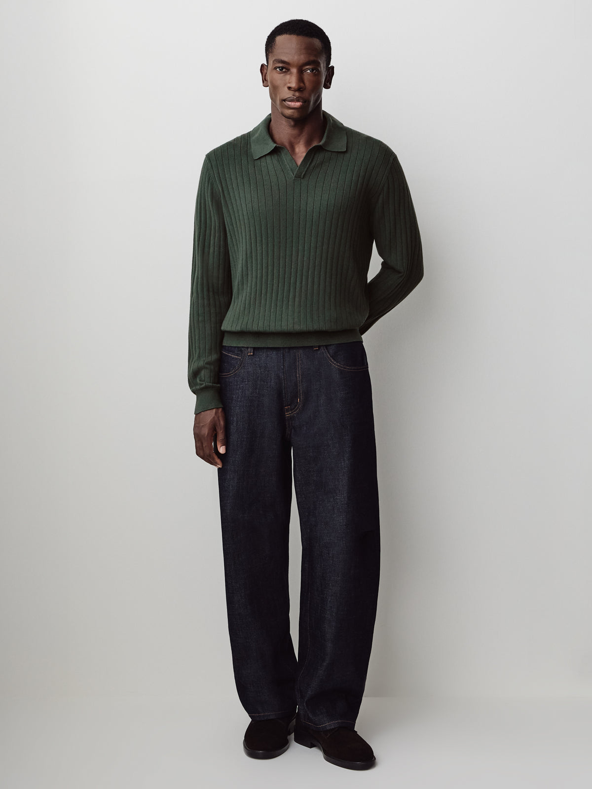 Long-Sleeve Sweater with Johnny Collar
