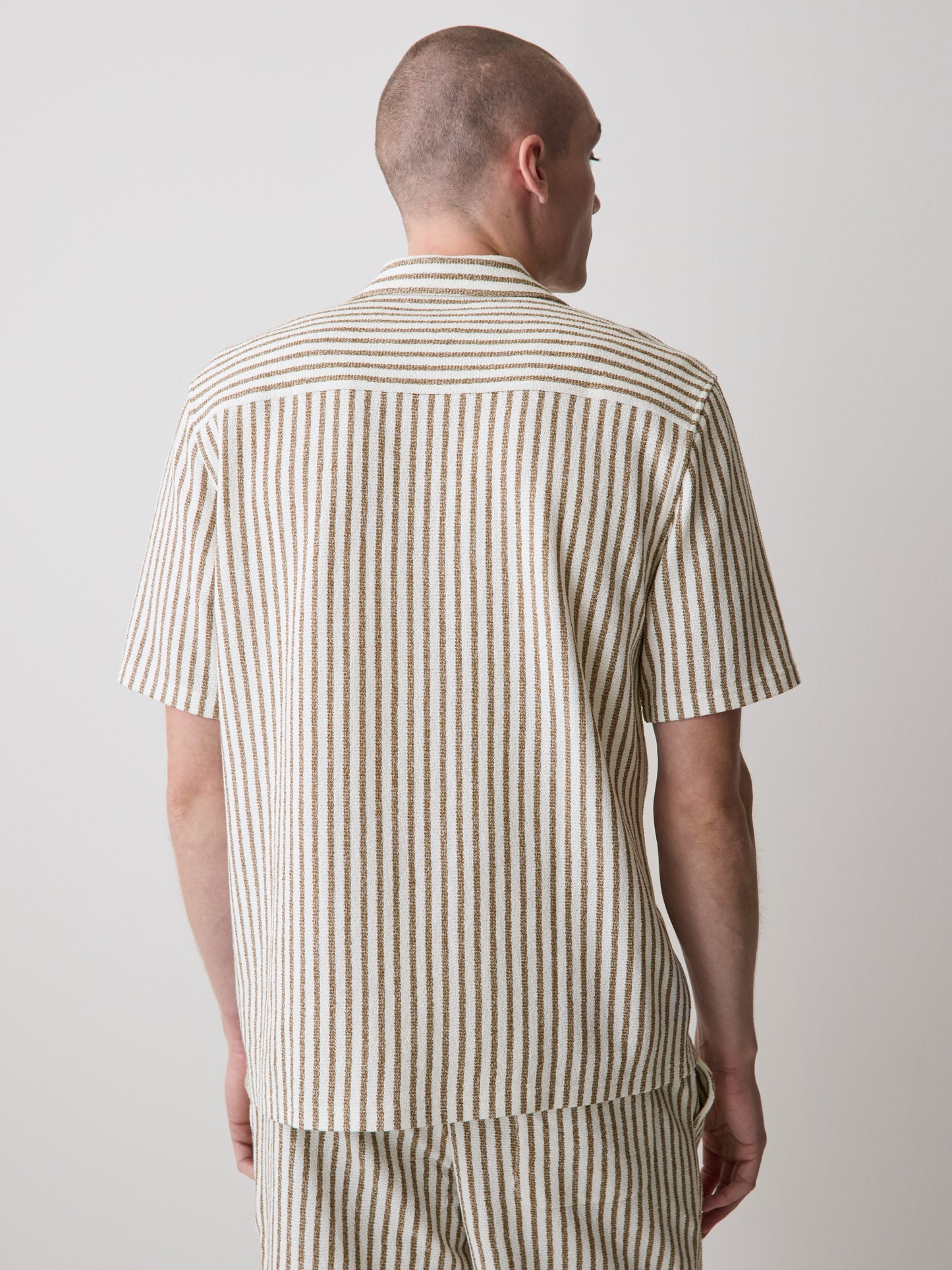 Men's Knit Tailored Collar Shirt Textured Stripe