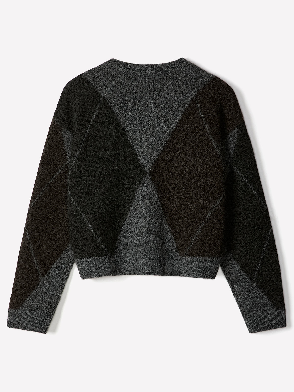 Knit Cardigan with Argyle Pattern, Wool Blend
