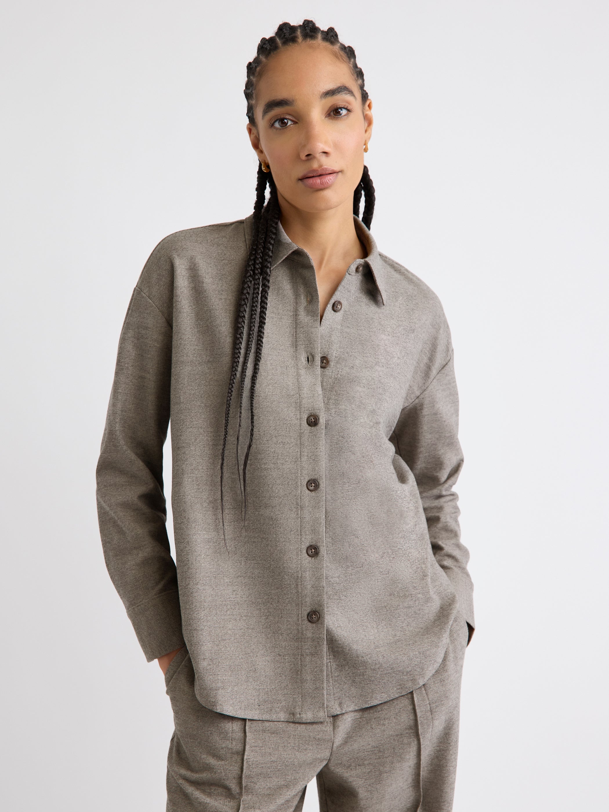 Blouse Boutonnée à Manches Longues