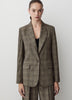 Plaid Relaxed-Fit One-Button Blazer