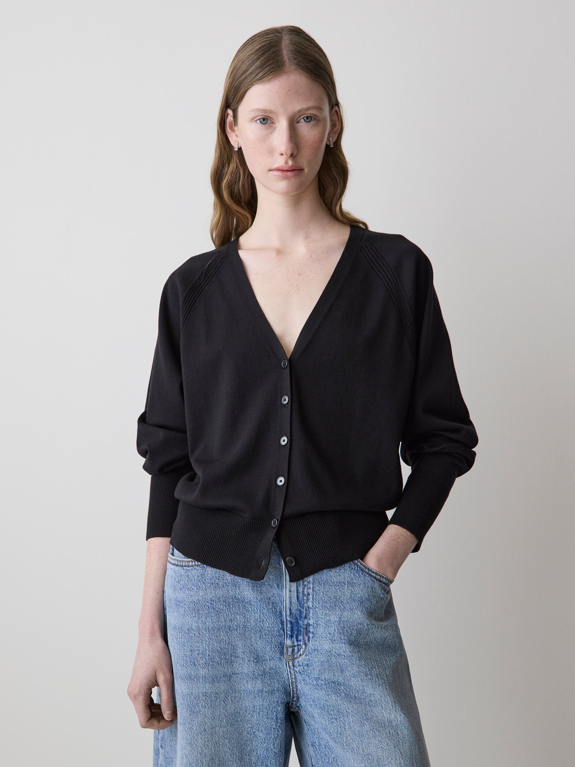 Long-Sleeve V-Neck Cardigan