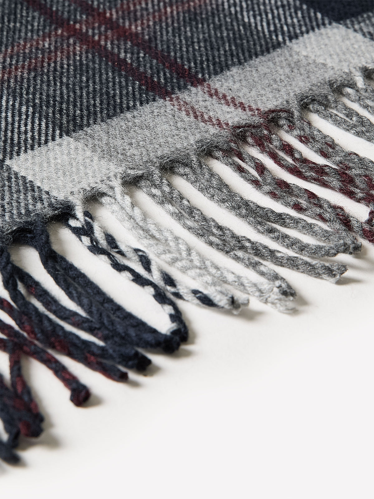 Plaid Scarf with Fringes