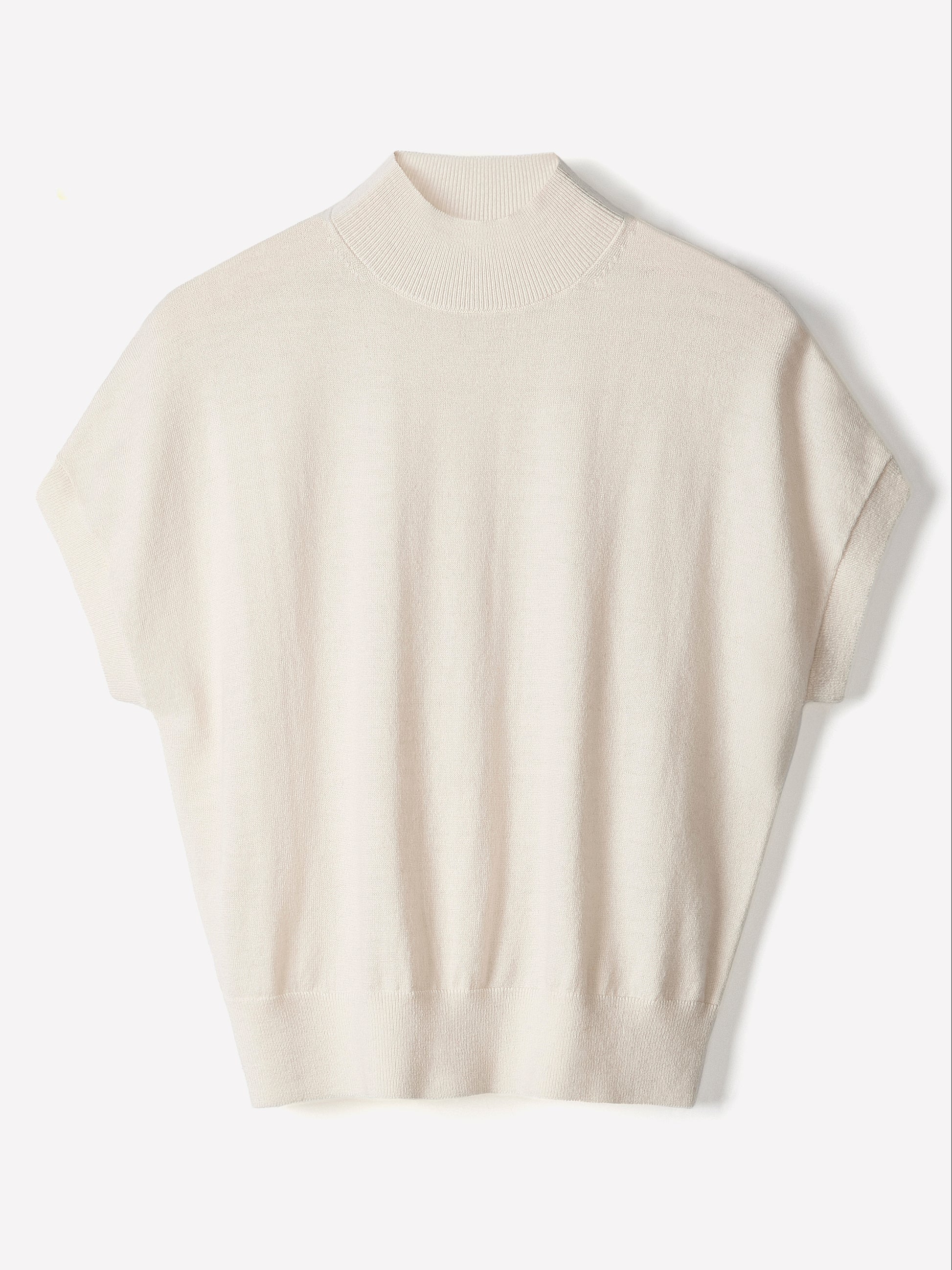 Knit Sweater Extra Fine Merino Wool Mock Neck