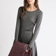 Wool-Blend Scoop-Neck Long-Sleeve Top